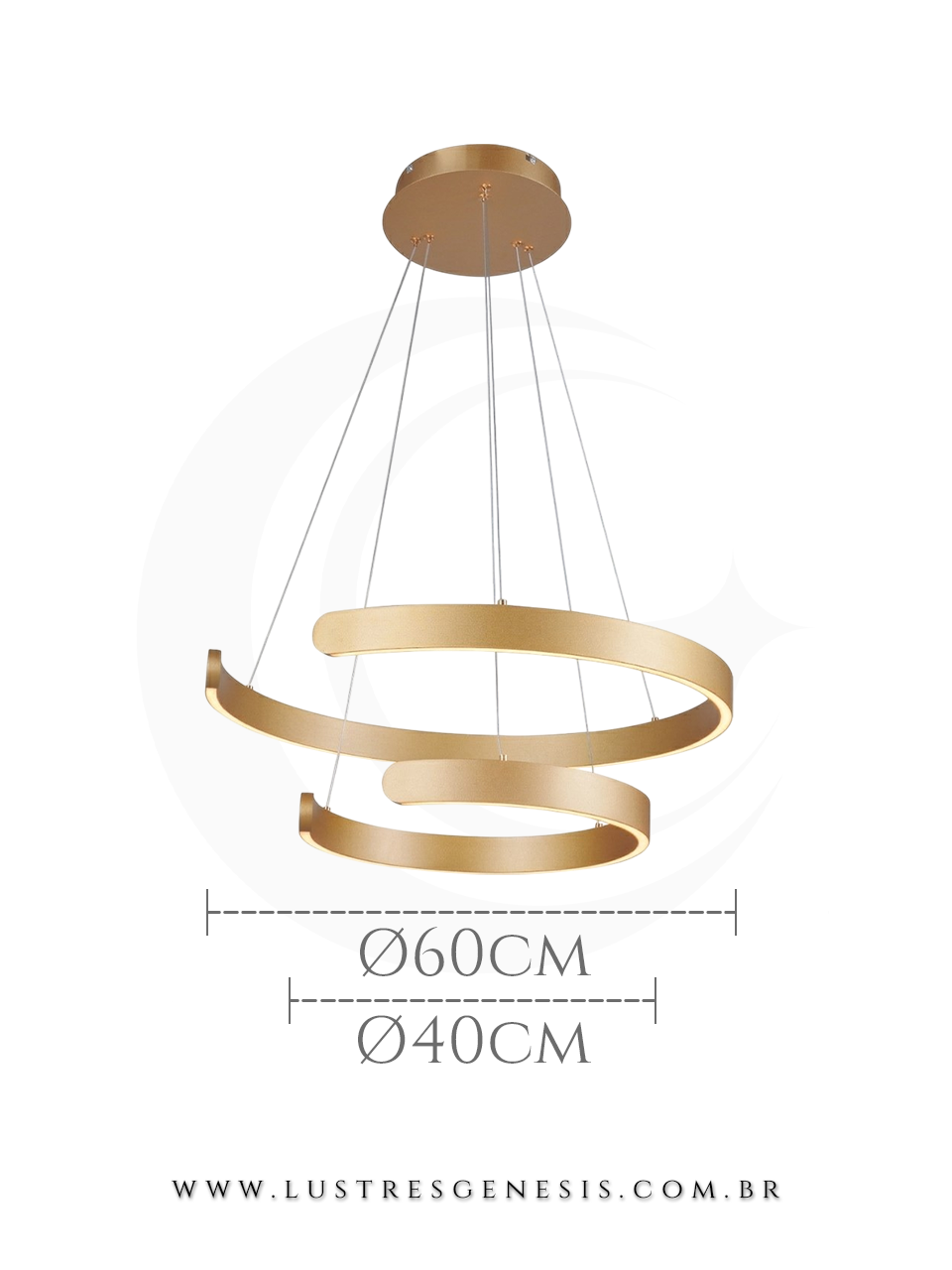 Pendente Moderno LED Silicone DCD03043 Dourado Bivolt 60W 3000K &Oslash;40x60cm, Mesa Sala de Jantar, Sala de Estar, Cozinha, Quartos